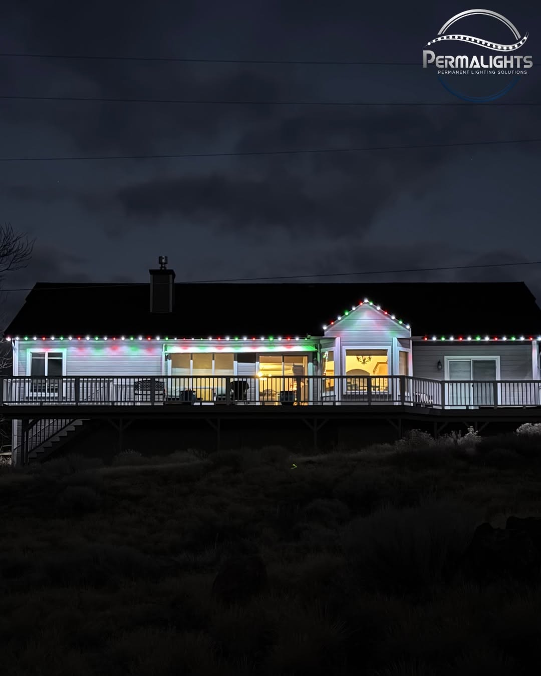 Commercial building with blue permanent accent lighting
